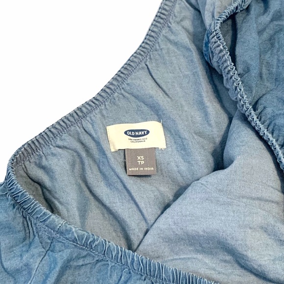 Old Navy One Shoulder Ruffle Blouse Chambray XS Blue - Picture 3 of 6